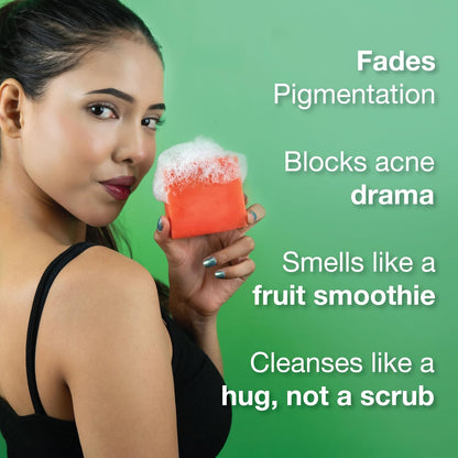 Soulflower Tomato Soap, Tan Removal from Every Ghar, Cleansing, Moisturizer, Magic Wash for Face, Body with Watermelon, Beetroot, Vitamin E | 100% Natural, Handmade for All Skin Types, 100g