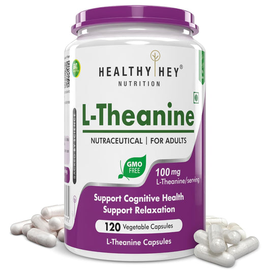 HealthyHey Nutrition L-Theanine -Support Relaxation -Pack of 120 Vegetarian Capsules