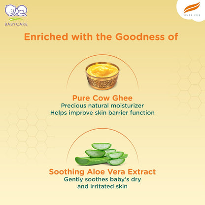 Himalaya Baby Cream with Pure Cow Ghee & pH5.5 (200ml) | Moisturizes & nourishes skin all day long | For Dry and sensitive skin