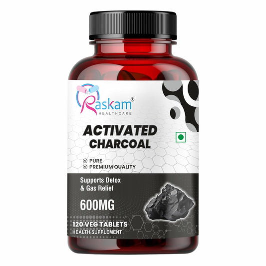 Activated Charcoal 600mg â€“ Natural Detox & Digestive Cleanser | Supports Bloating Relief & Gas | 120 Vegan Tablets