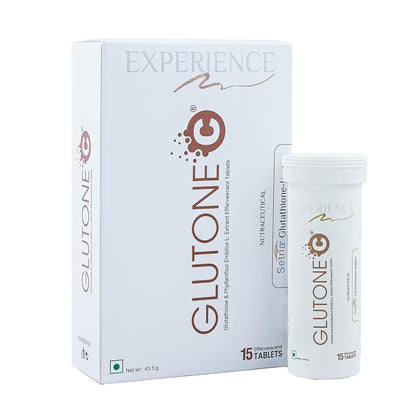 Glutone C Glutathione & Vitamin C Effervescent Tablets| Made with Setria L-Glutathione, Amla extract & Selenium| Even Tone & Glowing Skin| Pack of 15 Tablets