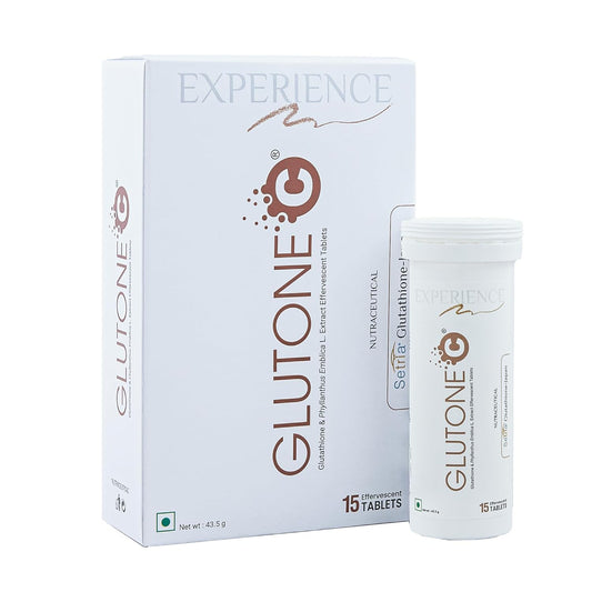 Glutone C Glutathione & Vitamin C Effervescent Tablets| Made with Setria L-Glutathione, Amla extract & Selenium| Even Tone & Glowing Skin| Pack of 15 Tablets