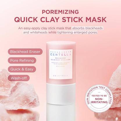 SKIN1004 Madagascar Centella Poremizing Quick Clay Stick Mask 27g â€“ Face Mask with 5 Clays & Red Bean Powder for Pore Care, Oil Control, Blackhead Removal & Skin Soothing Korean Skincare
