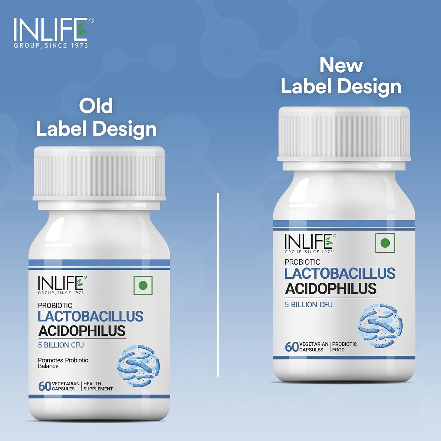 INLIFE Probiotic Lactobacillus Acidophilus 5 billion CFU | Gut Health Supplement for Men Women | Digestive Health, Supports Immunity |With Probiotic Balance â€“ 60 Veg Capsules (Pack of 1, 60)