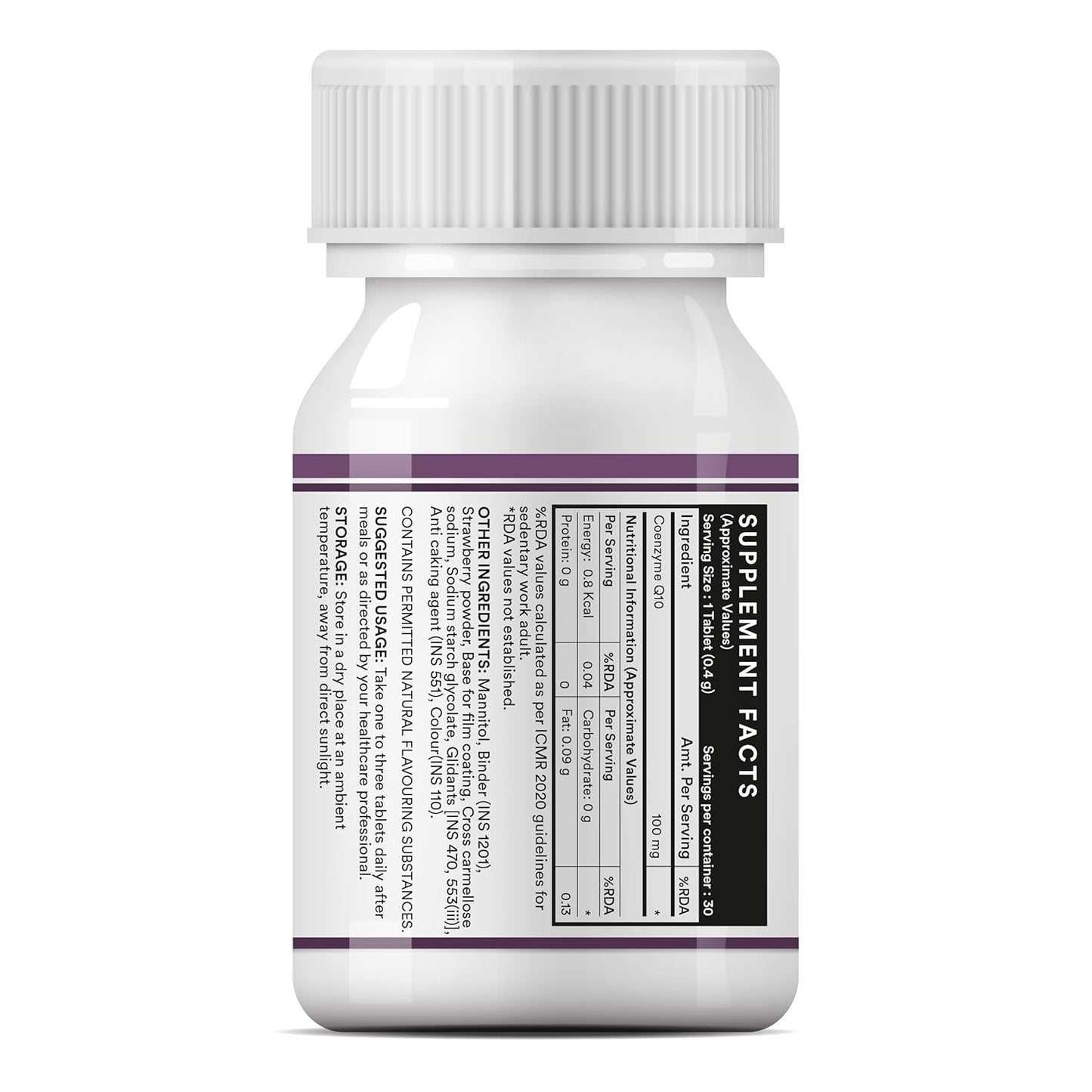 INLIFE Coenzyme Q10 100mg | CoQ10 Ubiquinone Supplement for Energy Management | Antioxidant for Men and Women - 30 Chewable Tablets (Pack of 1)