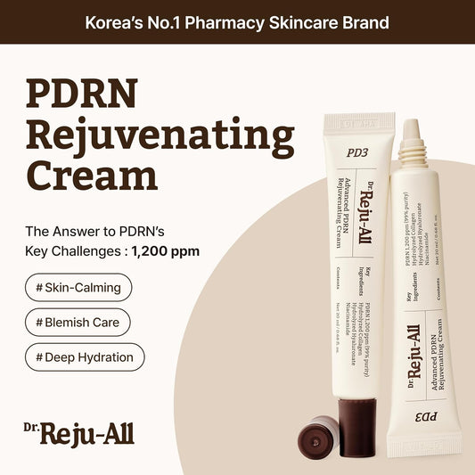 Dr.Reju-All Advanced PDRN Rejuvenating Cream | Korean PDRN Face Cream with 99% Pure Salmon DNA, Niacinamide & Collagen | Deep Hydration, Anti-Aging, Skin Repair, Elasticity Boost, Barrier Repair & Brightening Moisturizer (20ml)