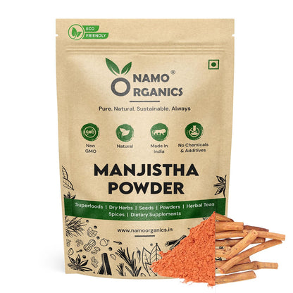 Organic Manjistha Root Powder - 200g | 100% Pure Ayurvedic Powder | Majith Stick Dried for Skin, Hair, Joint & Immune Support | Ultimate Skin & Health Remedy By Namo Organics