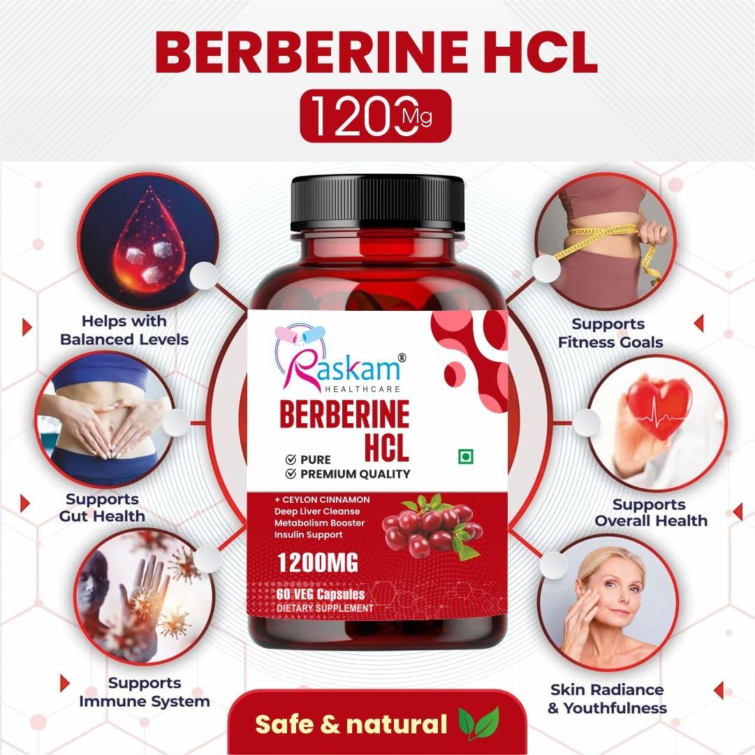 Healthcare Berberine HCL 1200mg with Ceylon Cinnamon, 60 Vegetarian Capsules, Dietary Supplement
