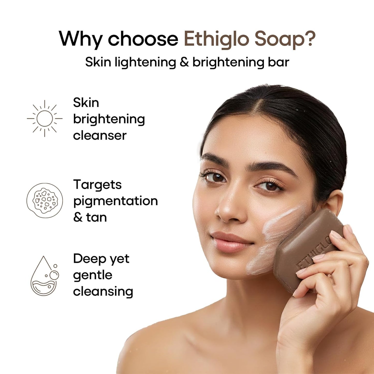 Ethiglo Deep Cleansing Soap for All Skin Types | Helps Reduce Acne Scars, Dullness, Tanning & Pigmentation | Leaves Skin Soft & Smooth | Pack of 1 (75g)