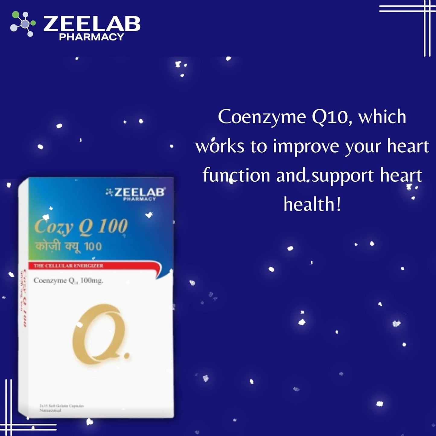 Zeelab Cozy Q100, Coenzyme Q10 100mg. | Cellular Energizer - 15 Softgel Capsules
