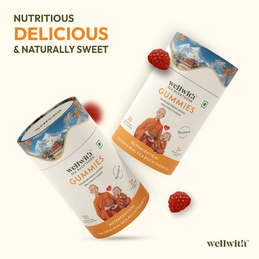 Wellwith Sea buckthorn Gummies for kids and adults, Vitamin C Rich, multivitamin supplement, Immunity (30 Gummies)
