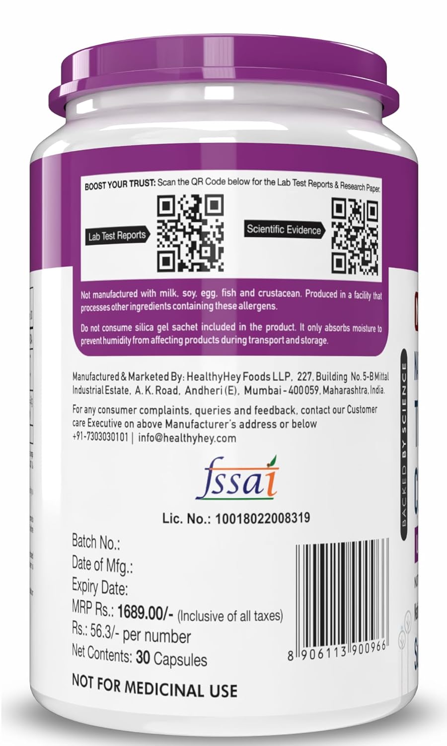HealthyHey Nutrition NTC II Type 2 Collagen, Supports Cartilage and Joints, Pack of 30 Capsules