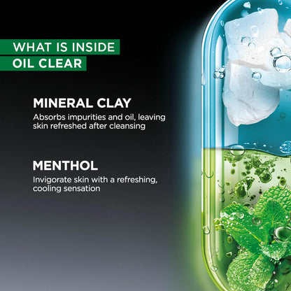 Garnier Men Oil Clear Clay D-Tox Deep Cleansing Icy Face Wash, 100gm