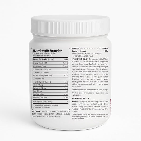 Unived Elite Beet-420 | Beetroot Extract standardized to 6.5% Dietary Nitrate, 420mg Nitrate Per Serving | Endurance Superfood for Athletes | Vegan, Caffeine-Free, Pre-Workout Powder| 20 Servings | 130g