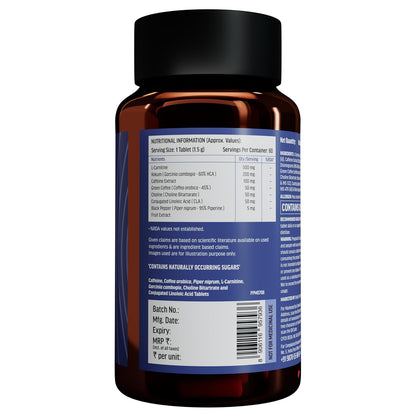 HealthKart hk vitals Fat Burner (60 Tablets) | With L-Carnitine, Garcinia Cambogia, & Caffeine | Supports Weight Management & Fuels Metabolism