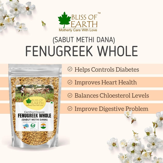 Bliss of Earth Certified Organic 200gm Fenugreek seed (Sabut Methi Dana) spices and masala For | hair grow | Boosting metabolism & Immunity | Weight Loss | Healthy cooking