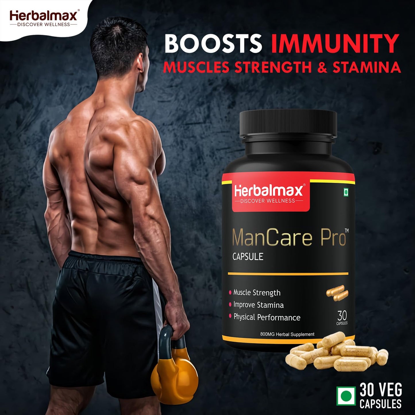 ManCare Pro Capsules for Men â€“ 30 Capsules | With Shilajit, Ashwagandha, Kaunch Beej, Safed Musli & Vaidarikand | Ayurvedic Supplement for Strength, Stamina & Vitality