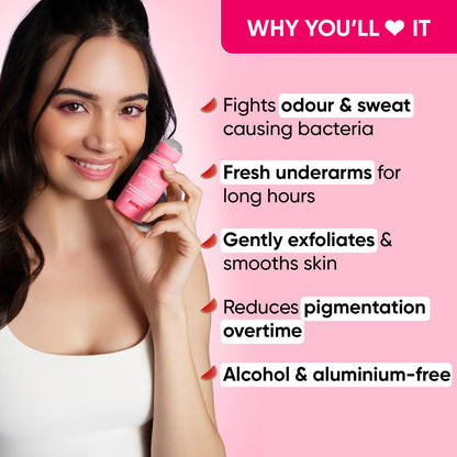 Dot & Key Watermelon Cooling Underarm Roll On | Odour & Sweat Controls | 4% AHA + BHA | Fresh Aqua Fragrance | Gently Exfoliates & Smooths Skin | For Men & Women | 50ml