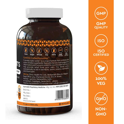 Cureveda Herbal Joyful Joint Support Supplement Tablets For Bone,Joint Wellness (60 Tablets)