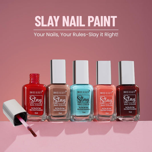 Swiss Beauty Slay Nail Colour â€“ Vibrant, Glossy & Long-Lasting - 13 ML, Vintage Petal