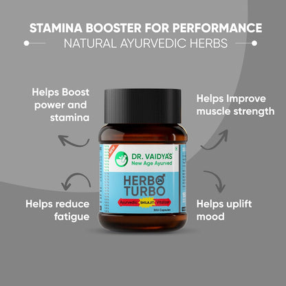 Dr. Vaidyaâ€™s Herbo24Turbo Capsules | Supports Vitality | For Strength, Stamina & Power | Shuddha Shilajit, Safed Musli | Sugar Free | Pure Ayurvedic Extracts | 30 capsules