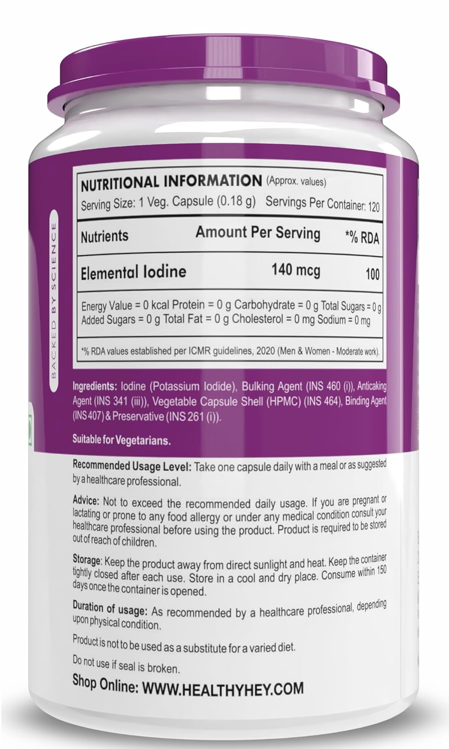 HealthyHey Nutrition Iodine | Supplement to Support The Thyroid and Maintain Healthy Cellular Metabolism* | 120 Veg Capsules