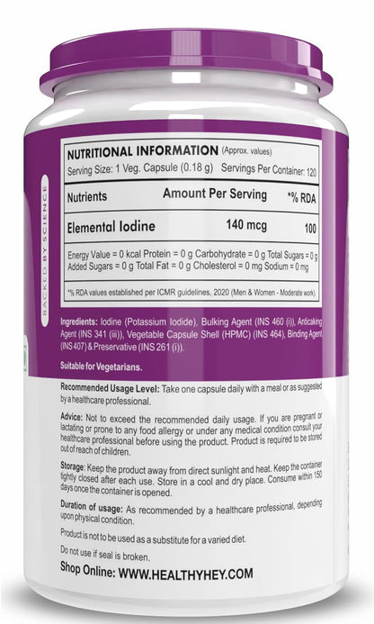 HealthyHey Nutrition Iodine | Supplement to Support The Thyroid and Maintain Healthy Cellular Metabolism* | 120 Veg Capsules