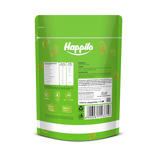 Happilo Premium Natural Californian Almonds 500g | Badam Giri, Healthy Snacks, Dry Fruits | Crunchy Nuts | High in Fiber | Rich in Protein | Magnesium | Phosphorus | Dietary Fibre | Zero Cholesterol