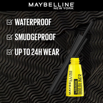 Maybelline New York Colossal Bold Liner - Black, smudge-proof and water-proof Long-lasting eyeliner. Maybelline New York Colossal Bold and dark eyeliner is for everyday use | 3ml
