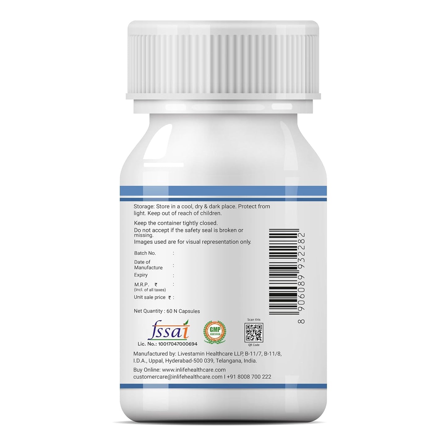 INLIFE Probiotic Lactobacillus Acidophilus 5 billion CFU | Gut Health Supplement for Men Women | Digestive Health, Supports Immunity |With Probiotic Balance â€“ 60 Veg Capsules (Pack of 1, 60)