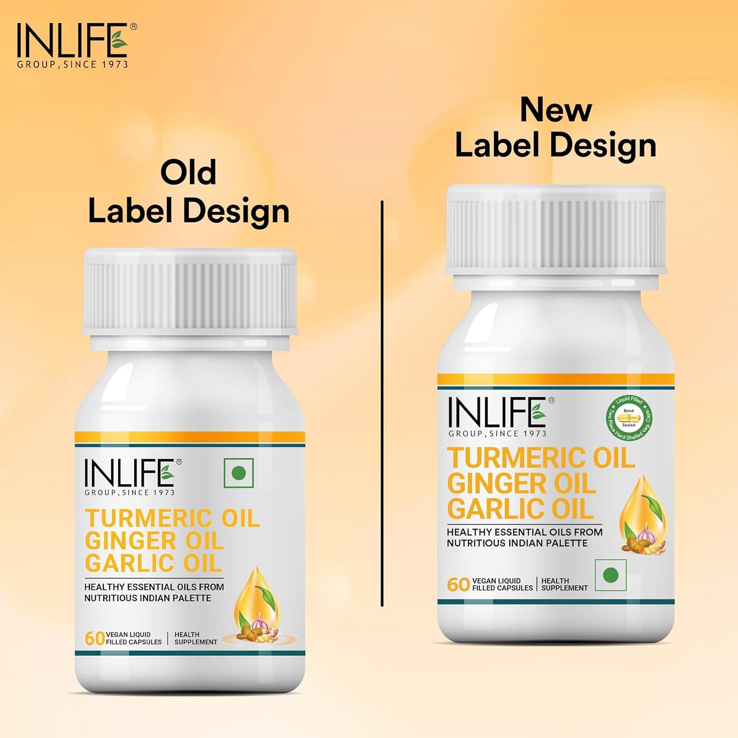 INLIFE Turmeric Oil Ginger Oil Garlic Oil Capsule, Faster Absorption than Extract, Immunity support, Heart Health Supplement for Adults Men & Women â€“ 60 Liquid Filled Vegetarian Capsules (Pack of 1)
