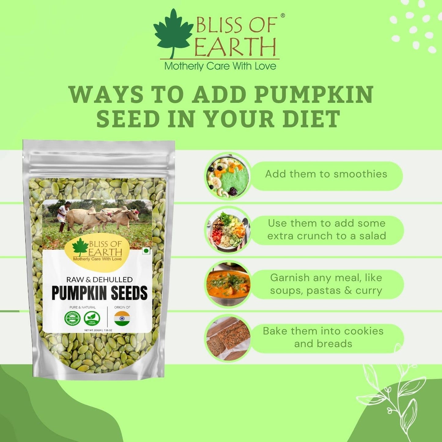 Bliss of Earth Pumpkin Seeds 200gm - Dehulled Pumpkin Seeds for Eating & Weight Management - Natural and Organic Superfood for Immunity Support and a Healthy Diet