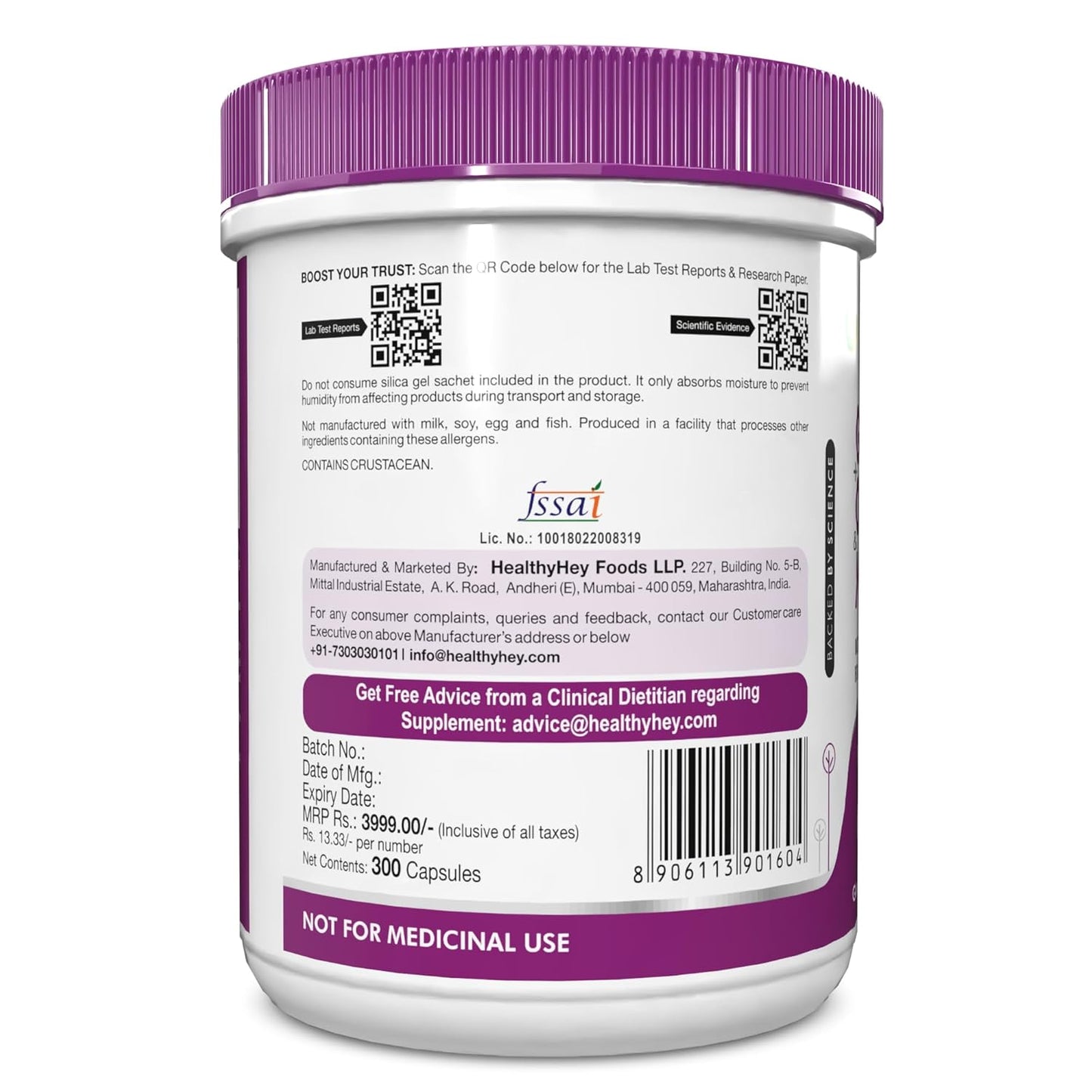 HealthyHey Nutrition Double Strength Glucosamine Chondroitin and MSM for Cartilage; Joint and Bone 300 Capsules