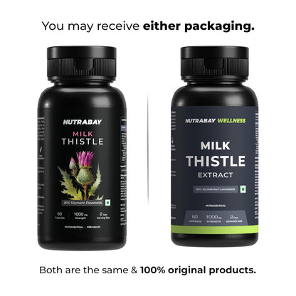 Nutrabay Wellness Milk Thistle Extract (80% Silymarin Marianum) - Improves Digestion, Liver Detox & Cleanse for Men & Women, Liver Support Supplement - 1000mg, 60 Veg Capsules