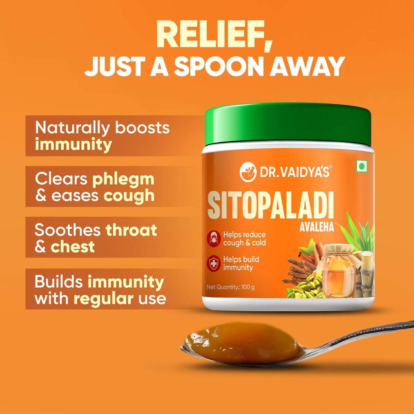 Dr. Vaidyaâ€™s Sitopaladi â€“ 100% Ayurvedic Remedy for Cough, Cold & Immunity Support during Winter, 100g | Sitopaladi for Respiratory Health & Phlegm Relief