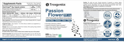 TrexgenicsÂ® PASSION FLOWER (3.5% Flavonoids as Vitexin/Isovitexin) 500mg Natural Sleep, Calmness, Stress, Relax (60 Vcaps) (1)
