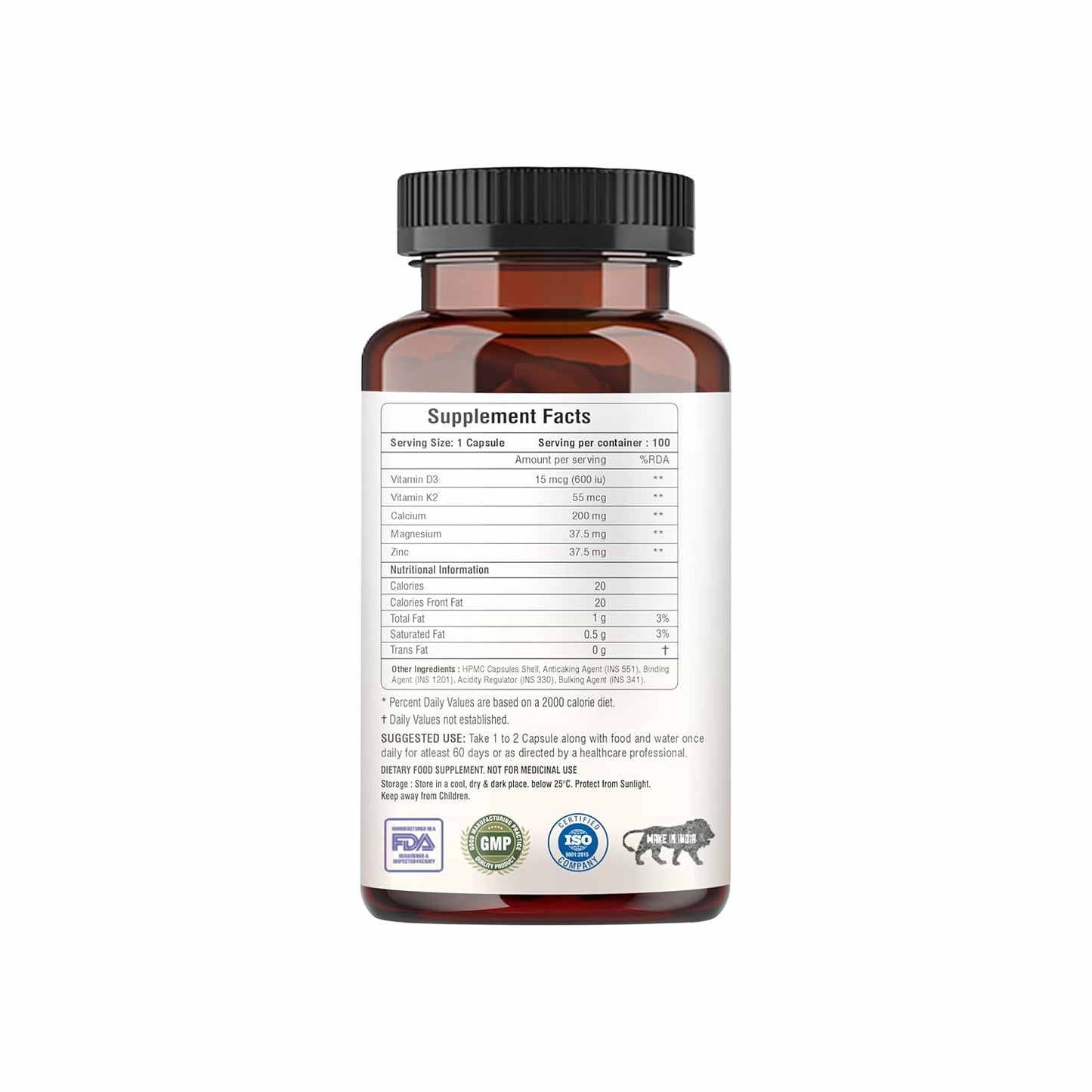 Vitamin D3 with K2-100 capsules- Supports Stronger Immunity & Bone & Heart Health | Healthy Heart For Men And Women