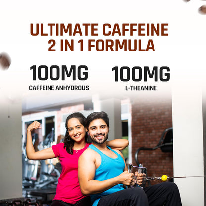 NATURALTEIN Ultimate Caffeine with L-Theanine | 100mg Caffeine + 100mg L-Theanine | Energy, Focus & Alertness Support | 2-in-1 Formula | 60 Veg Capsules