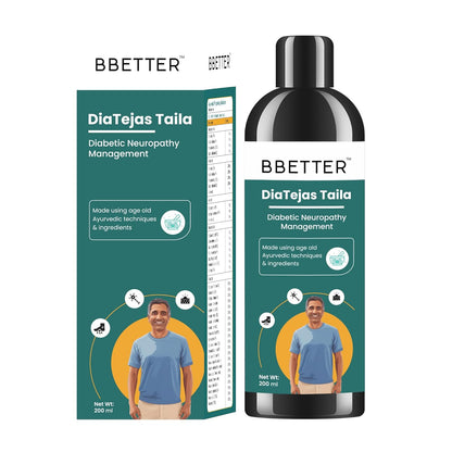 BBETTER DiaTejas Taila | Ayurvedic oil with Cooling Herbs to Support Diabetic Foot Neuropathy Pain Management, Tingling Sensation & Nerve Support â€“ 200ml