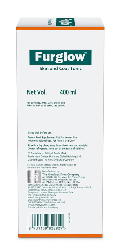 Himalaya Furglow Skin & Coat Tonic Liquid For Dogs & Cats | Daily Supplement forSshiny and Healthy Coat | 400ml