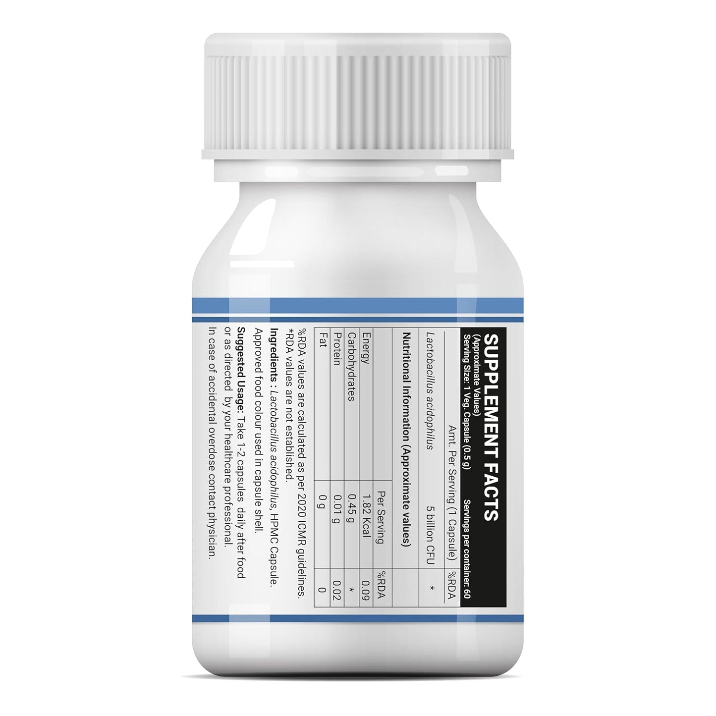 INLIFE Probiotic Lactobacillus Acidophilus 5 billion CFU | Gut Health Supplement for Men Women | Digestive Health, Supports Immunity |With Probiotic Balance â€“ 60 Veg Capsules (Pack of 1, 60)