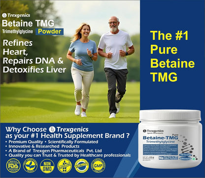 Trexgenics BETAINE-TMG Trimethylglycine Pure Powder - 100 Servings of 1 gram (100 gram)