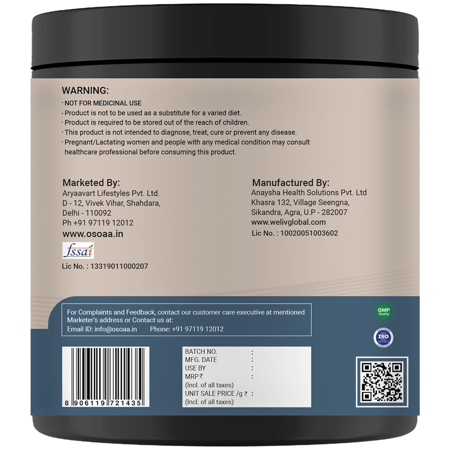 OSOAA Pure Citrulline Malate 2:1 Supplement Powder - 250g, Unflavoured | Boosts Nitric Oxide, Pre Workout Amino Acid for Muscle Strength & Endurance