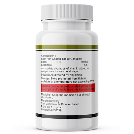 INLIFE Biotin 10000mcg Tablets Vitamin B7 for Hair Skin and Nails | Men and Women - 60 Tablets