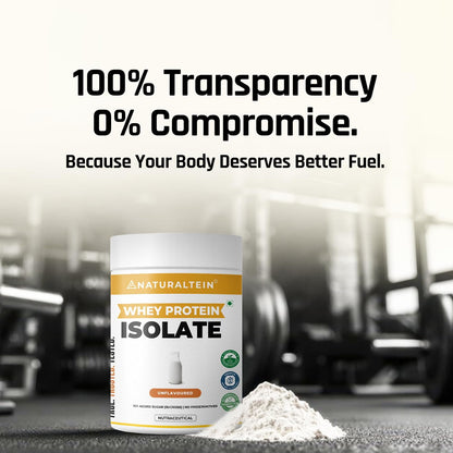 NATURALTEIN Whey Protein Isolate â€“ 300 g | Unflavoured & Natural | 27 g Protein per 30 g Serving | No Artificial Sweeteners | No Adulteration | Fast-Digesting & Light Nutrition