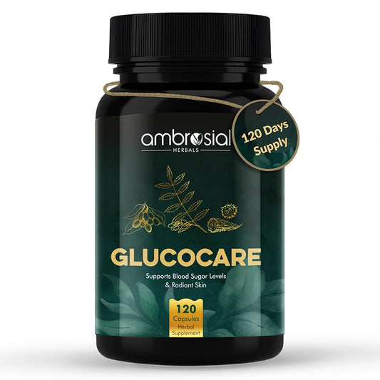Ambrosial Glucocare | Bitter Melon | Neem | Black Plum (Jamun) | Helps in Balancing Blood Sugar | 100% Natural Ingredients (Pack of 1-120 Capsules)