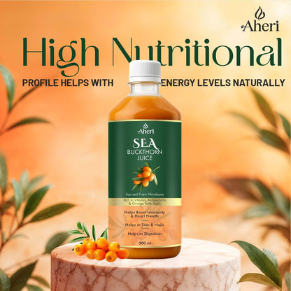 Himayya Sea Buckthorn Juice 500 ML | Herbal Buckthorn Berry Juice with Natural Vitamin C, Omega 3 6 7 9 Supplement & Antioxidants | Herbal Supports for Immunity, Skin Glow & Gut Health - (Pack of 1)