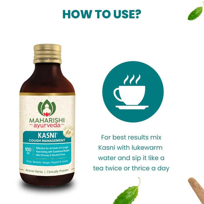 Maharishi Ayurveda Kasni Cough Syrup with Kanth Sudha | Ayurvedic Cough Syrup | For All Types Of Cough & Chronic Cough | Non-Drowsy | Non- Habit Forming| Non-alcoholic