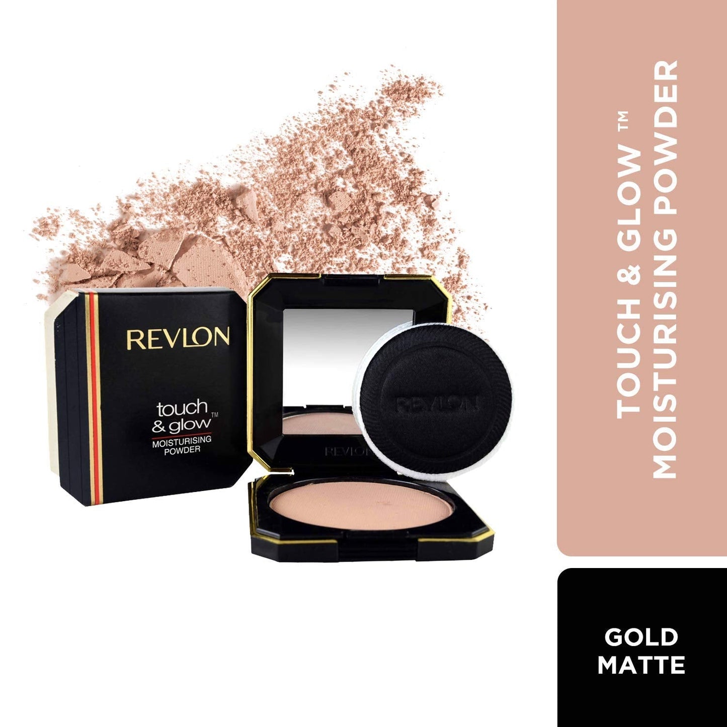 REVLON Touch And Glow Moisturising Compact For Women, All Skin Powder - Gold Matte (12g)