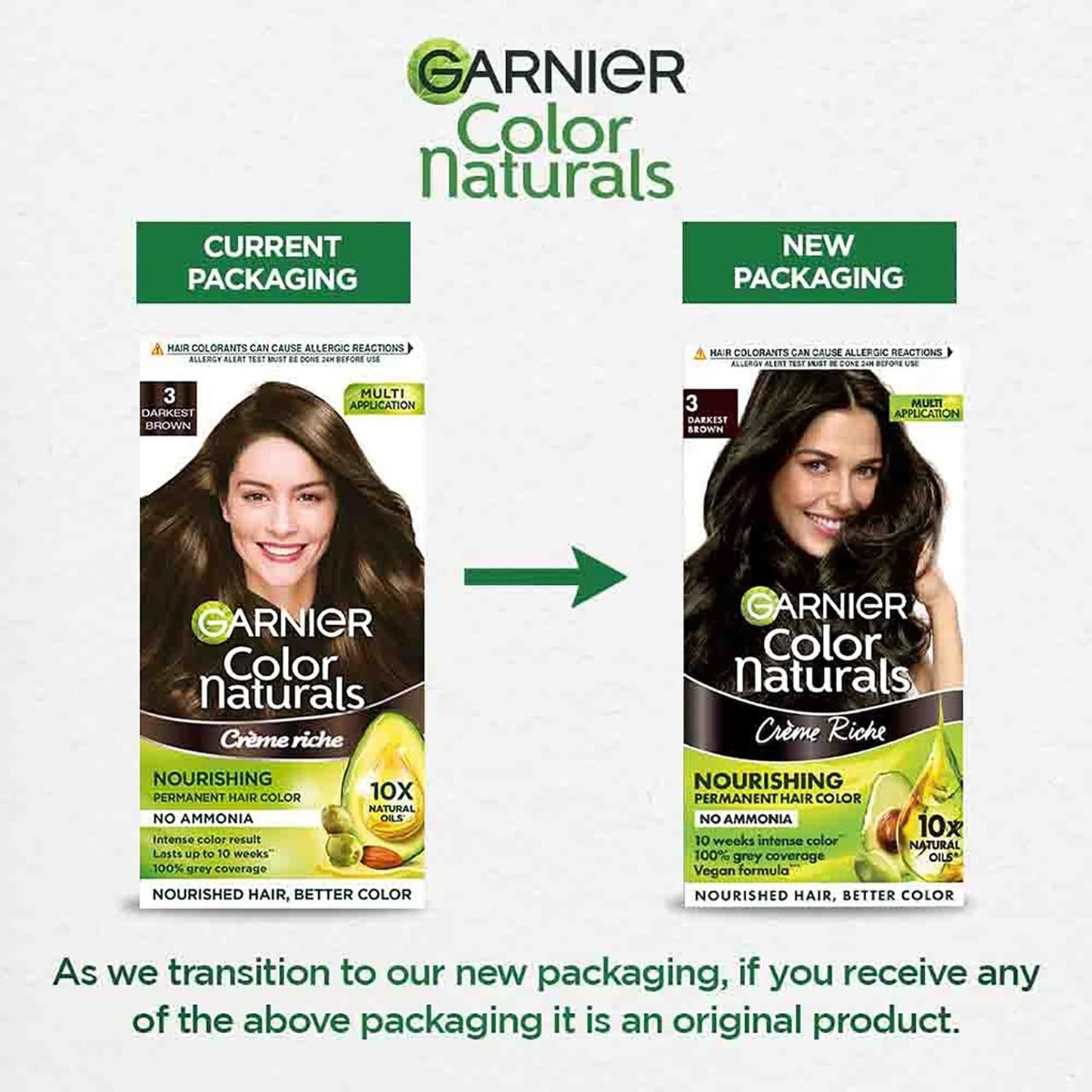 Garnier Color Naturals CrÃ¨me hair color, Shade 3 Darkest Brown, 70ml + 60g